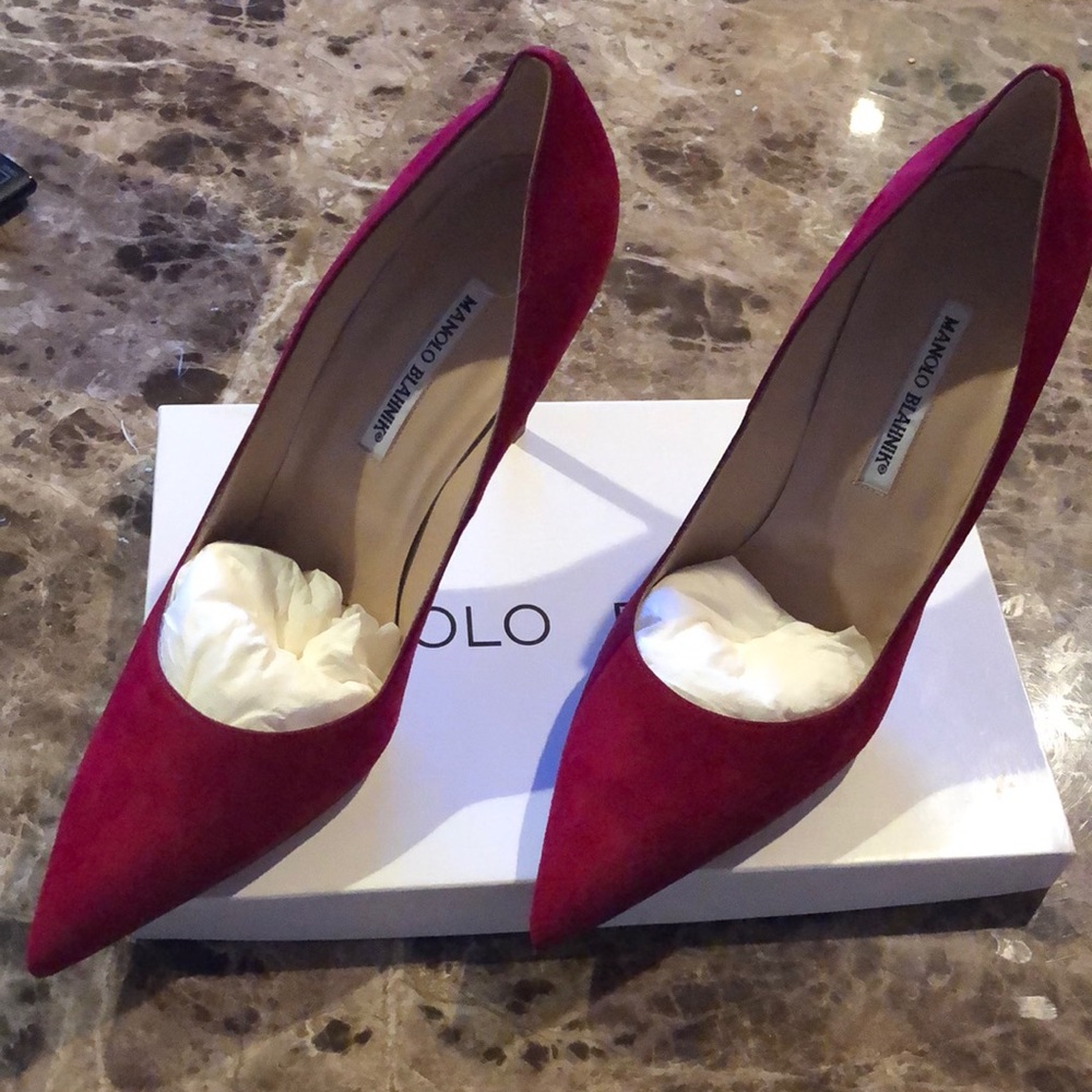 Manolo Blahnik BB in Red Suede Size 41